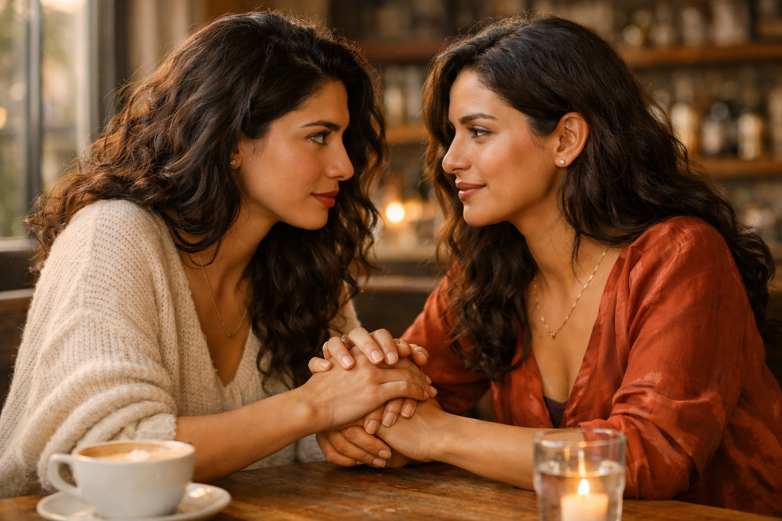 Mulheres trans em conversa íntima compartilhando experiências e construindo conexão