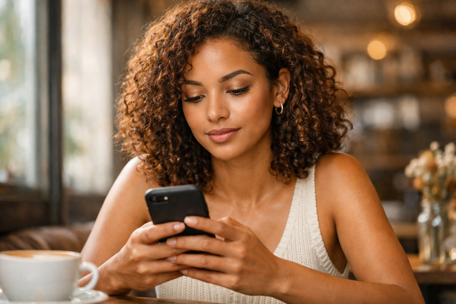 Pessoa LGBTQI+ analisando perfis verificados em app de relacionamento com selo de autenticidade
