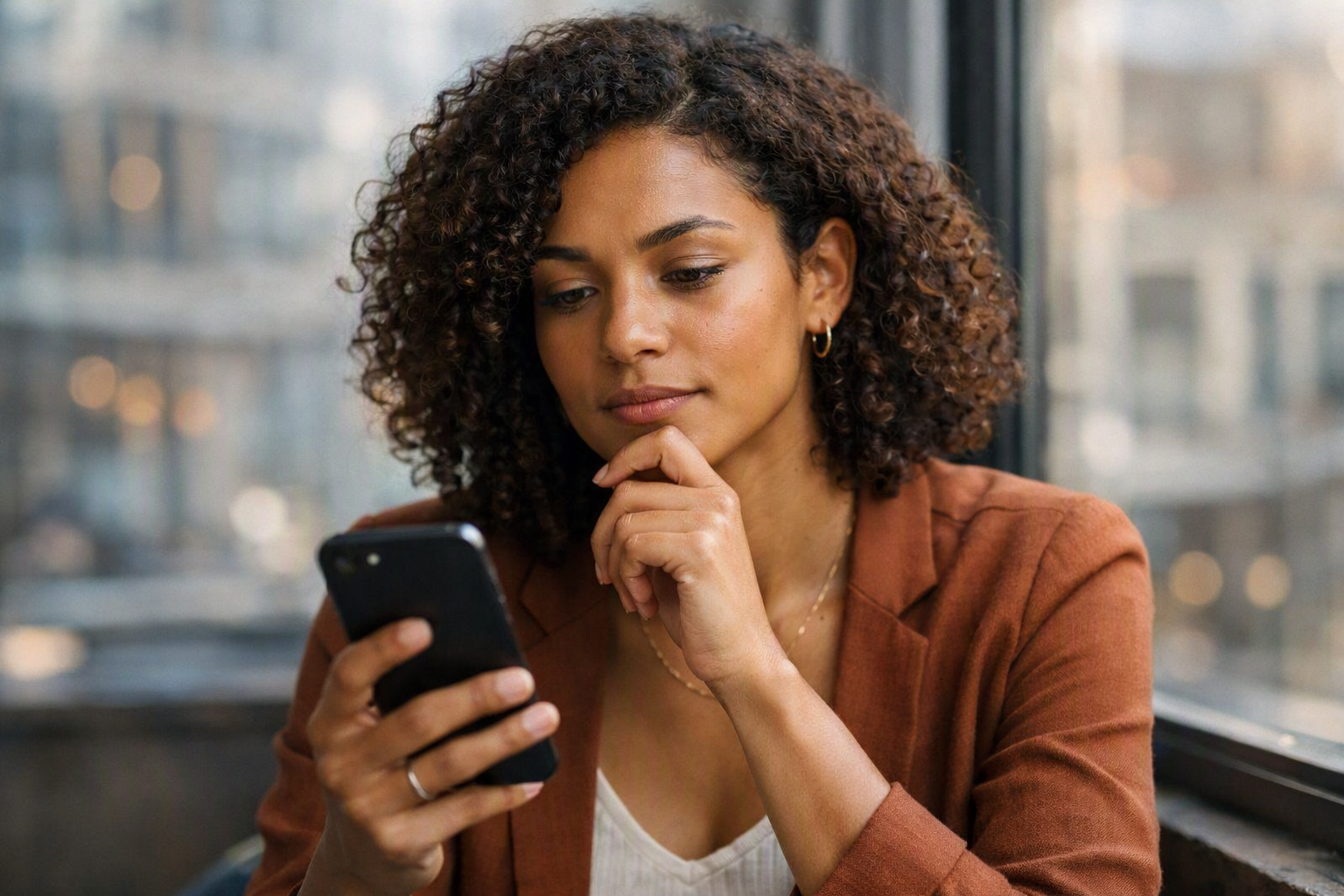 Pessoa LGBTQI+ frustrada analisando múltiplos apps de namoro no smartphone